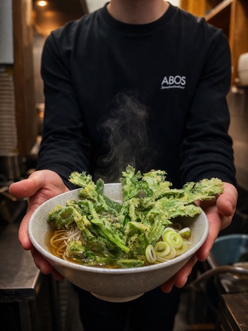 国産春菊天蕎麦